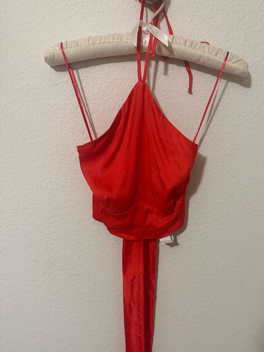 Zara ORANGE Satin Effect Halter Tie Crop Top